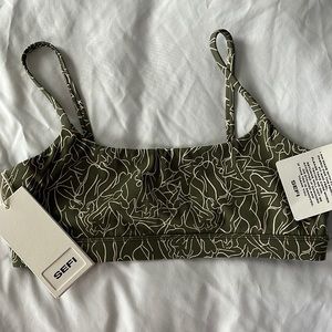 Olive Green Printed Sports Bra